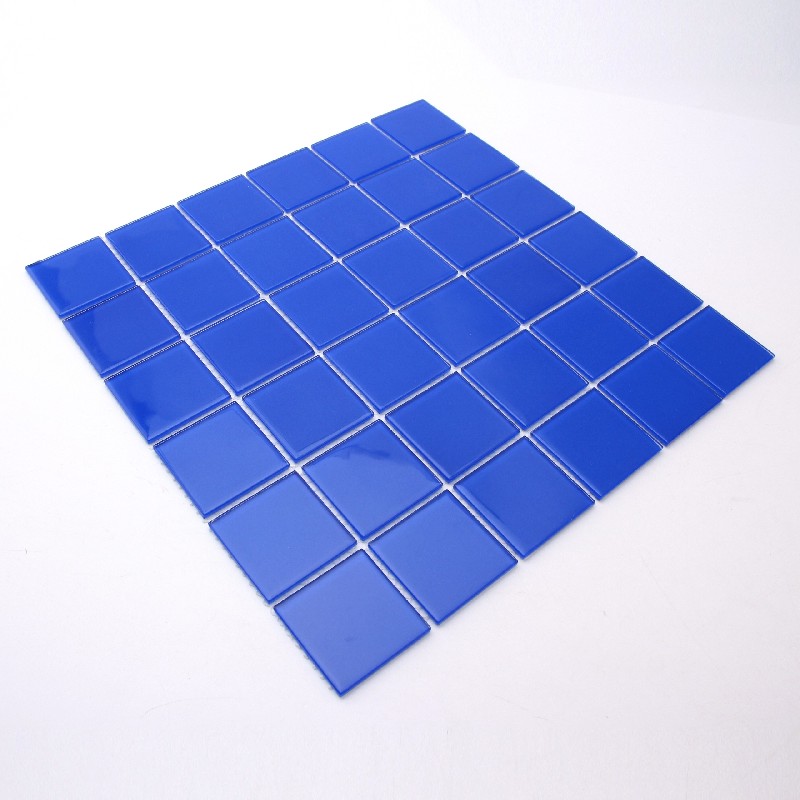 Crystal Blue Square Glass Mosaic Tiles for Swimming Pool 48ALSW01