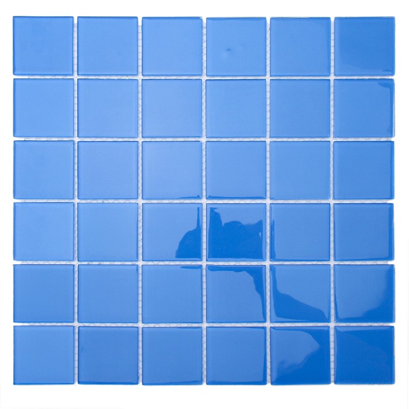 Crystal Blue Square Glass Mosaic Tiles for Swimming Pool 48ALSW02