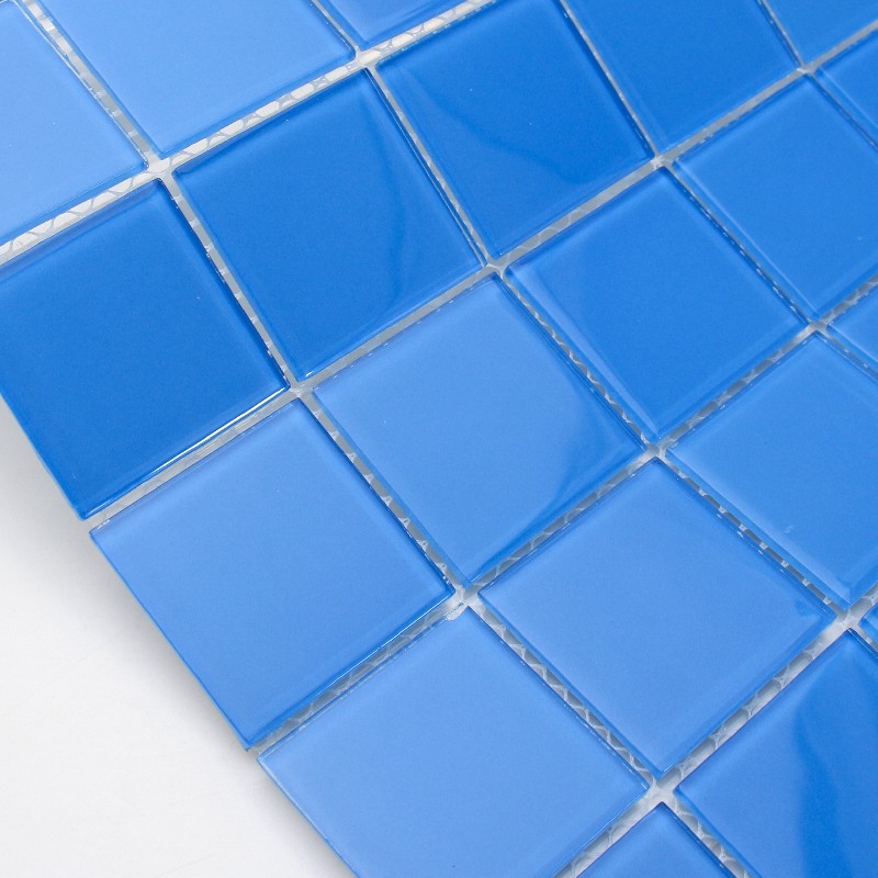 Crystal Blue Square Glass Mosaic Tiles for Swimming Pool 48ALSW02