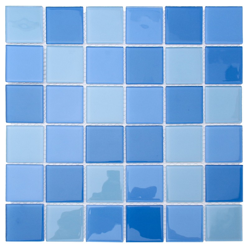 Crystal Blue Mixed Square Glass Mosaic Tiles for Swimming Pool 48ALSW03