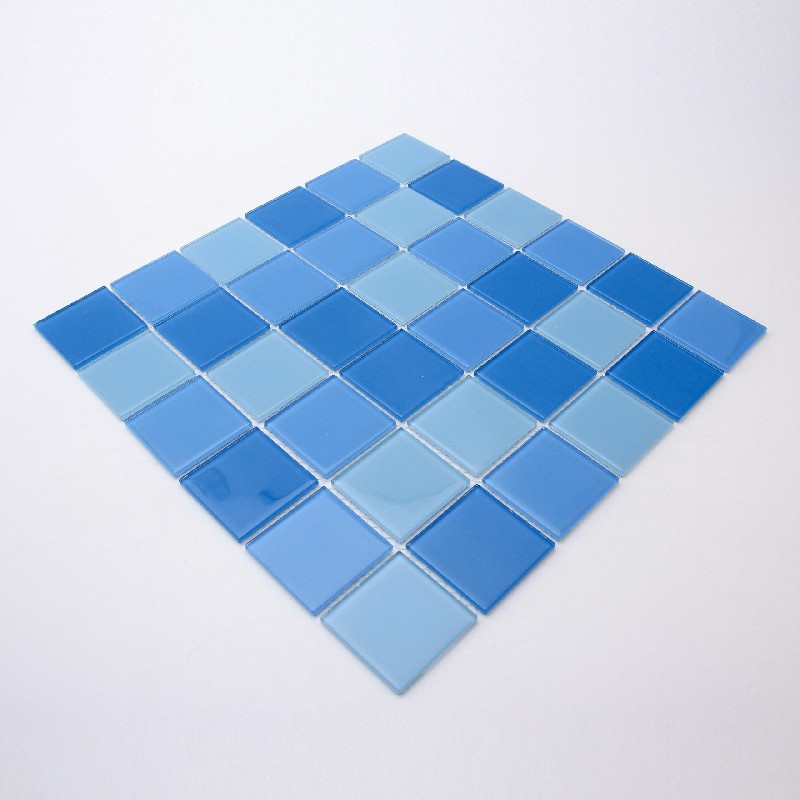 Crystal Blue Mixed Square Glass Mosaic Tiles for Swimming Pool 48ALSW03