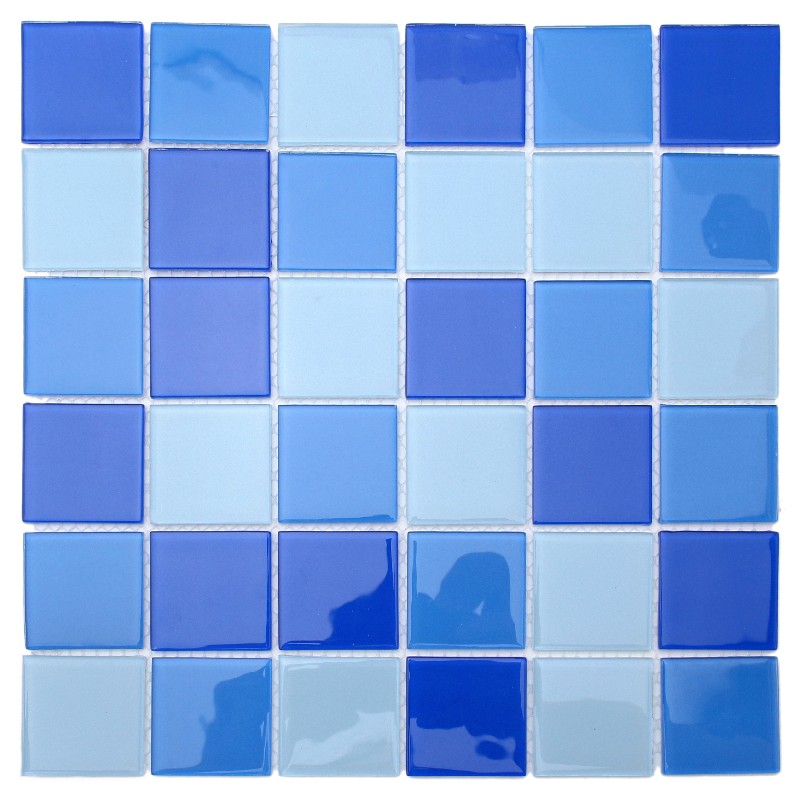 Crystal Blue Mixed Square Glass Mosaic Tiles for Swimming Pool 48ALSW04