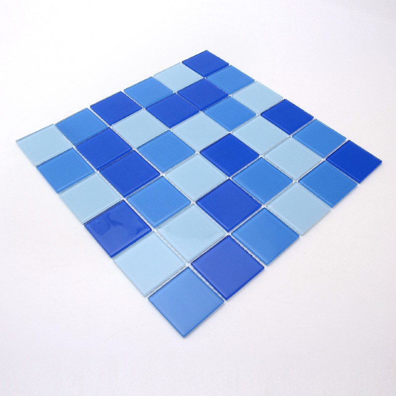 Crystal Blue Mixed Square Glass Mosaic Tiles for Swimming Pool 48ALSW04