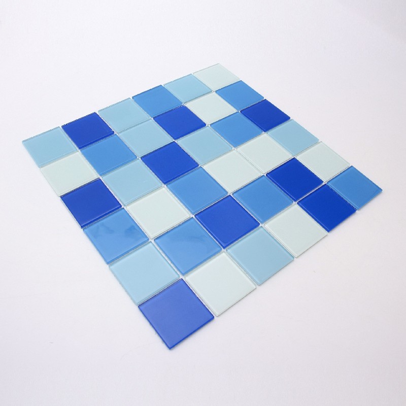 Crystal Blue Mixed Square Glass Mosaic Tiles for Swimming Pool 48ALSW05