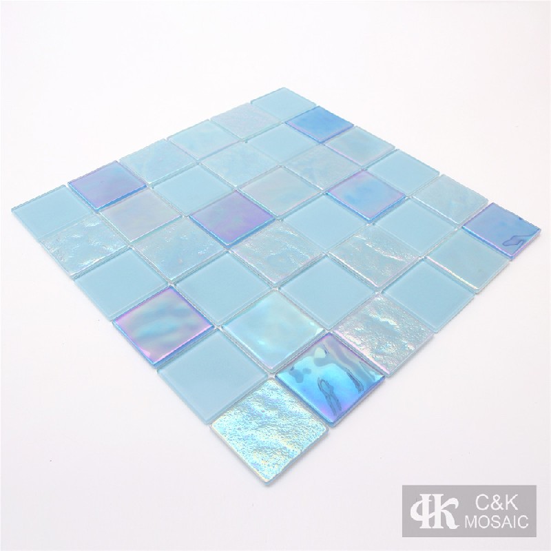 Crystal Blue Mixed Square Glass Mosaic Tiles for Swimming Pool 48ALSW06