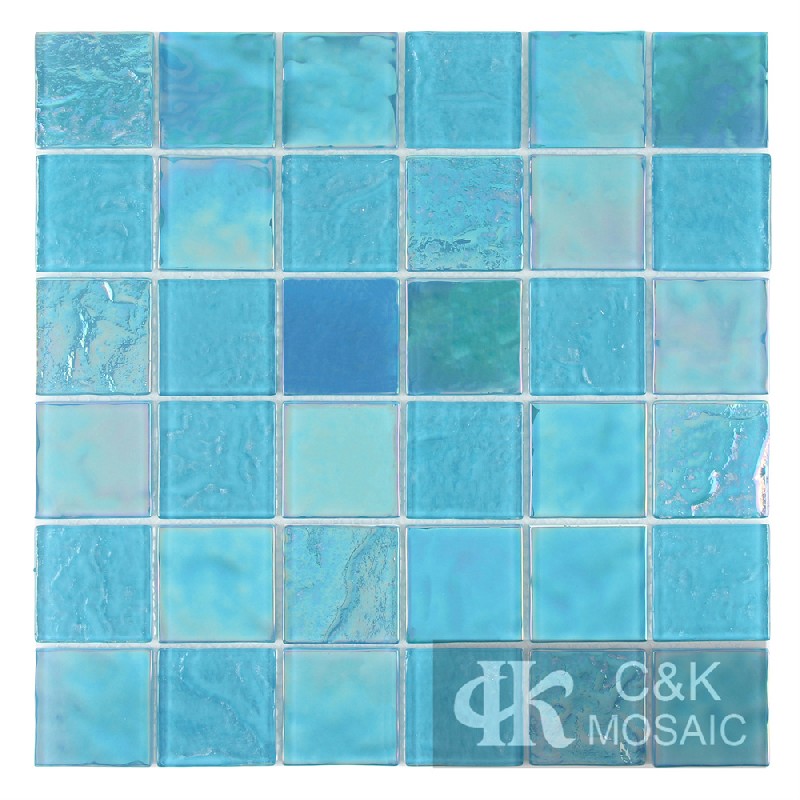 Crystal Blue Mixed Square Glass Mosaic Tiles for Swimming Pool 48ALSW09