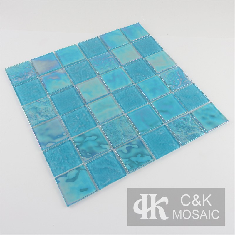 Crystal Blue Mixed Square Glass Mosaic Tiles for Swimming Pool 48ALSW09