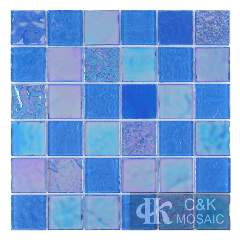 Crystal Blue Mixed Square Glass Mosaic Tiles for Swimming Pool 48ALSW10