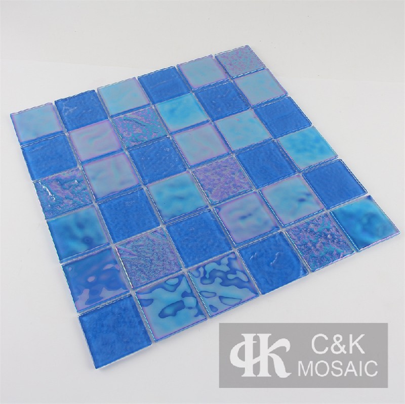 Crystal Blue Mixed Square Glass Mosaic Tiles for Swimming Pool 48ALSW10