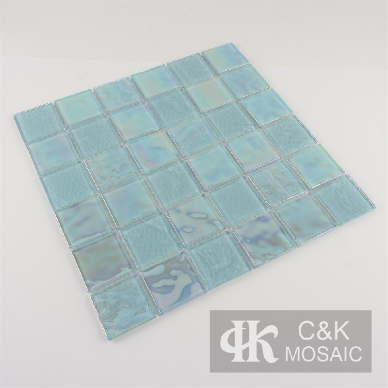 Crystal Blue Mixed Square Glass Mosaic Tiles for Swimming Pool 48ALSW11