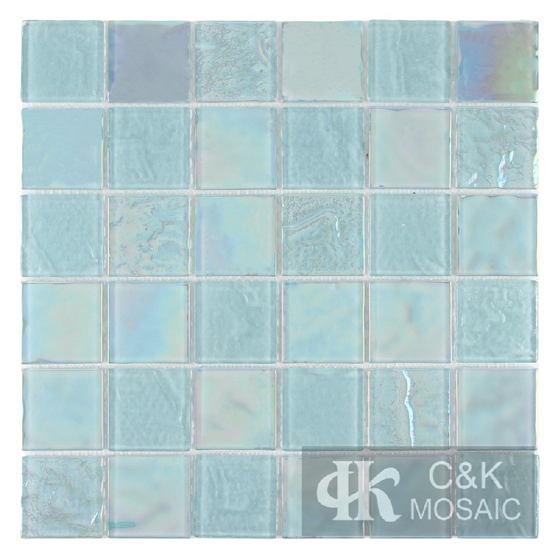 Crystal Blue Mixed Square Glass Mosaic Tiles for Swimming Pool 48ALSW11