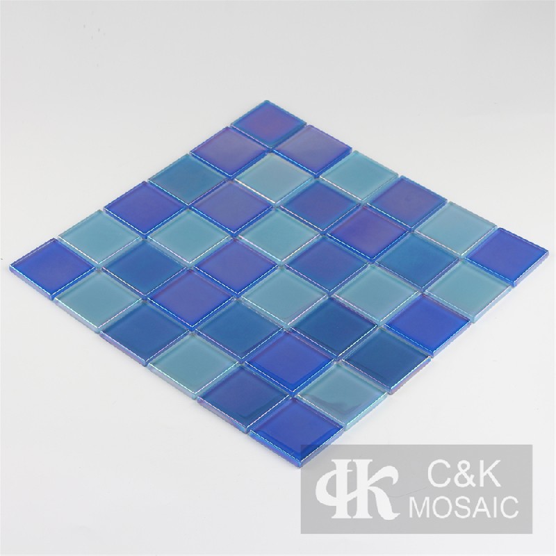 Crystal Blue Mixed Square Glass Mosaic Tiles for Swimming Pool 48ALSW31