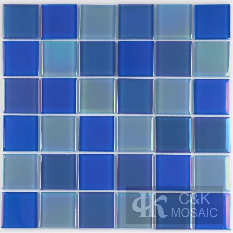 Crystal Blue Mixed Square Glass Mosaic Tiles for Swimming Pool 48ALSW31