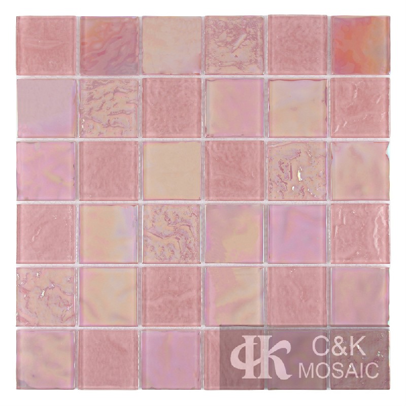 Crystal Pink Mixed Square Glass Mosaic Tiles for Swimming Pool 48ALSW08