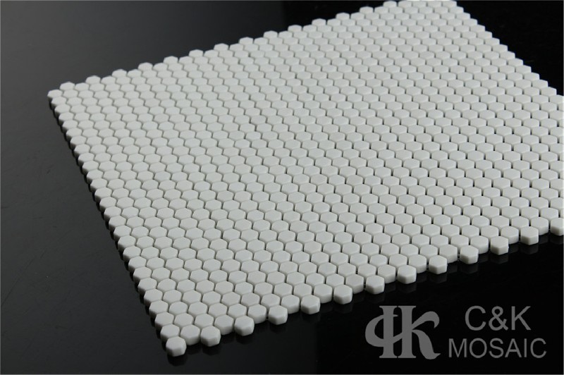 Hot selling White Hexagon Glass Recycled glass mosaic for backsplash 10SH100