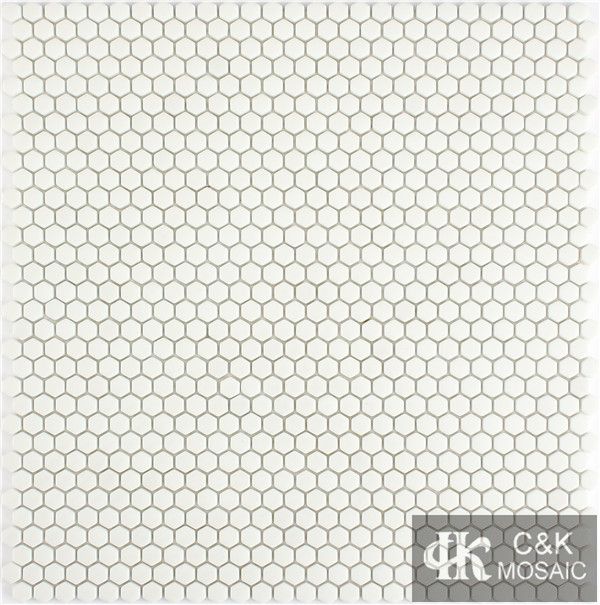 Hot selling White Hexagon Glass Recycled glass mosaic for backsplash 10SH100