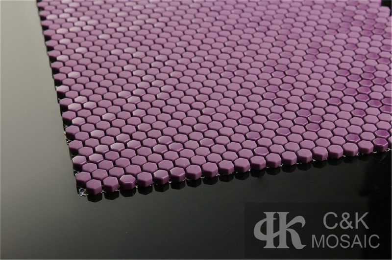 Hot selling Purple Hexagon Glass Recycled glass mosaic for backsplash MSHM5003