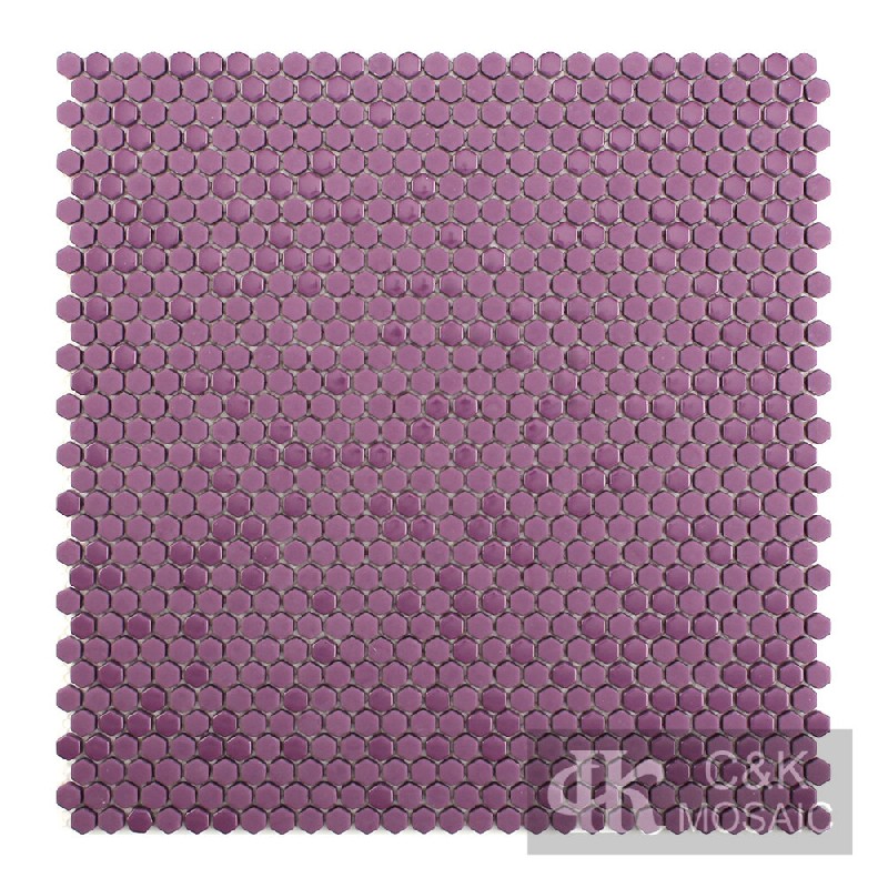 Hot selling Purple Hexagon Glass Recycled glass mosaic for backsplash MSHM5003