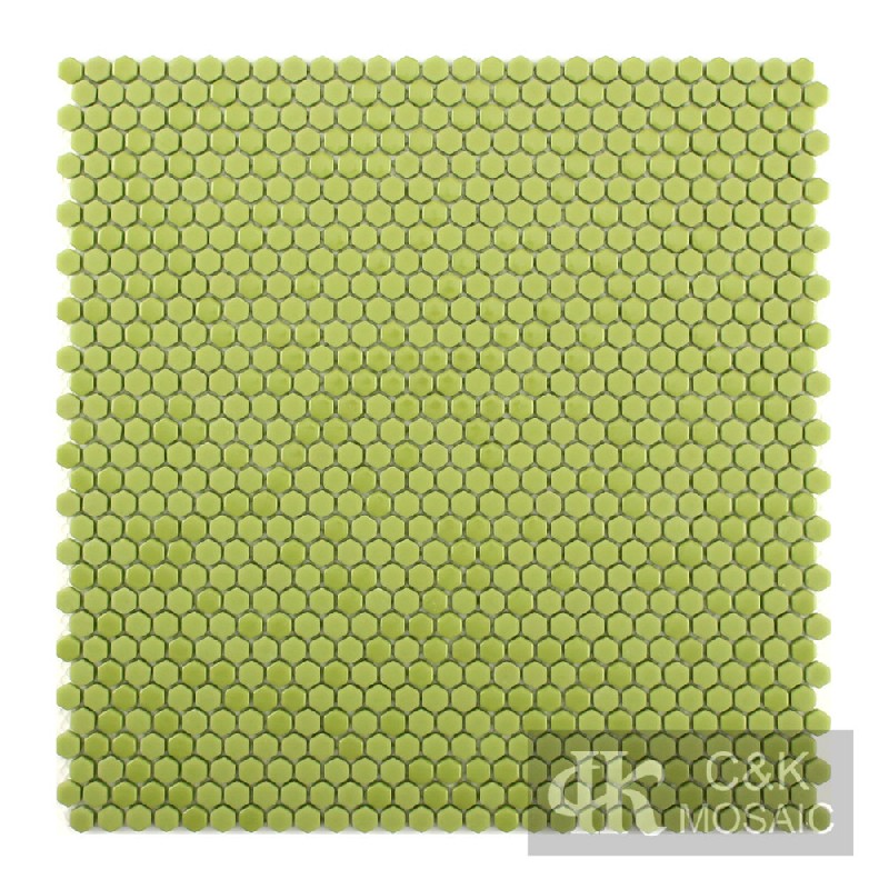 Hot selling Green Hexagon Glass Recycled glass mosaic for backsplash MSHM6008