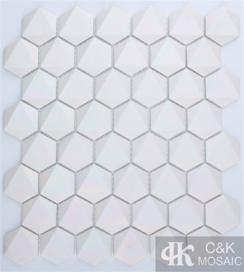 Unique White Hexagon Glass Recycled glass mosaic for backsplash 48SHNA100