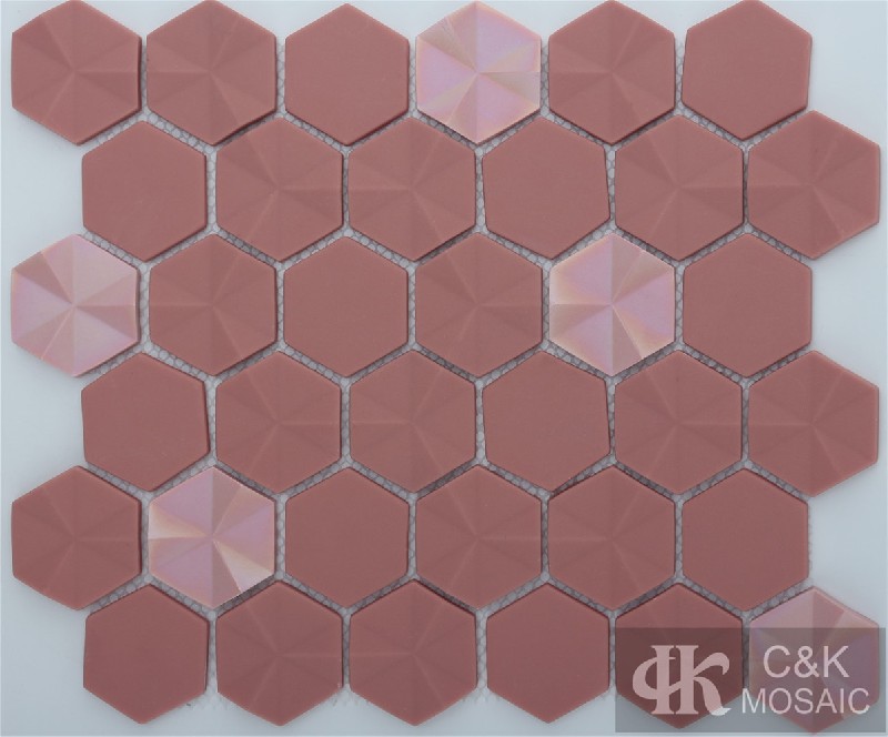 Unique Red Hexagon Glass Recycled glass mosaic for backsplash MSHN9005