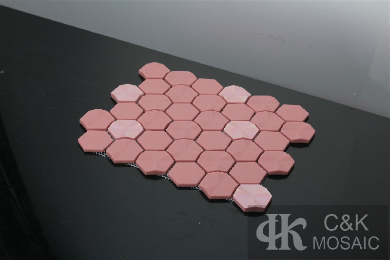 Unique Red Hexagon Glass Recycled glass mosaic for backsplash MSHN9005