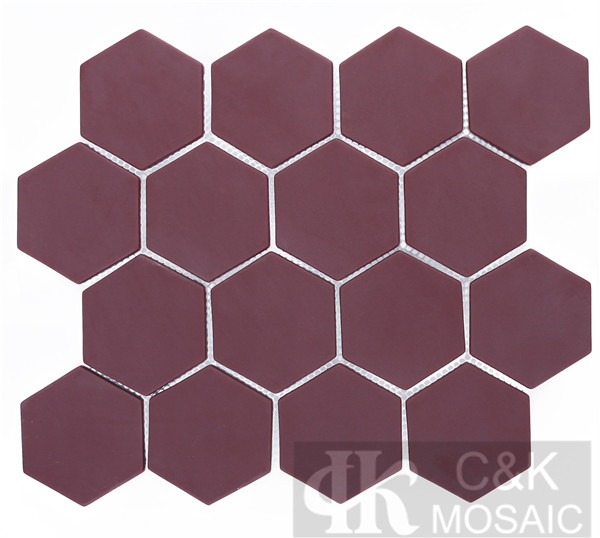 Fashion Red Hexagon Glass Recycled glass mosaic for backsplash 73SHM66