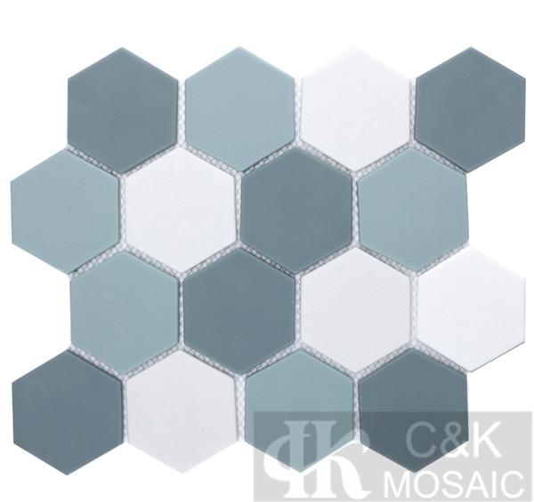 Fashion Blue Hexagon Glass Recycled glass mosaic for backsplash 73SHW107