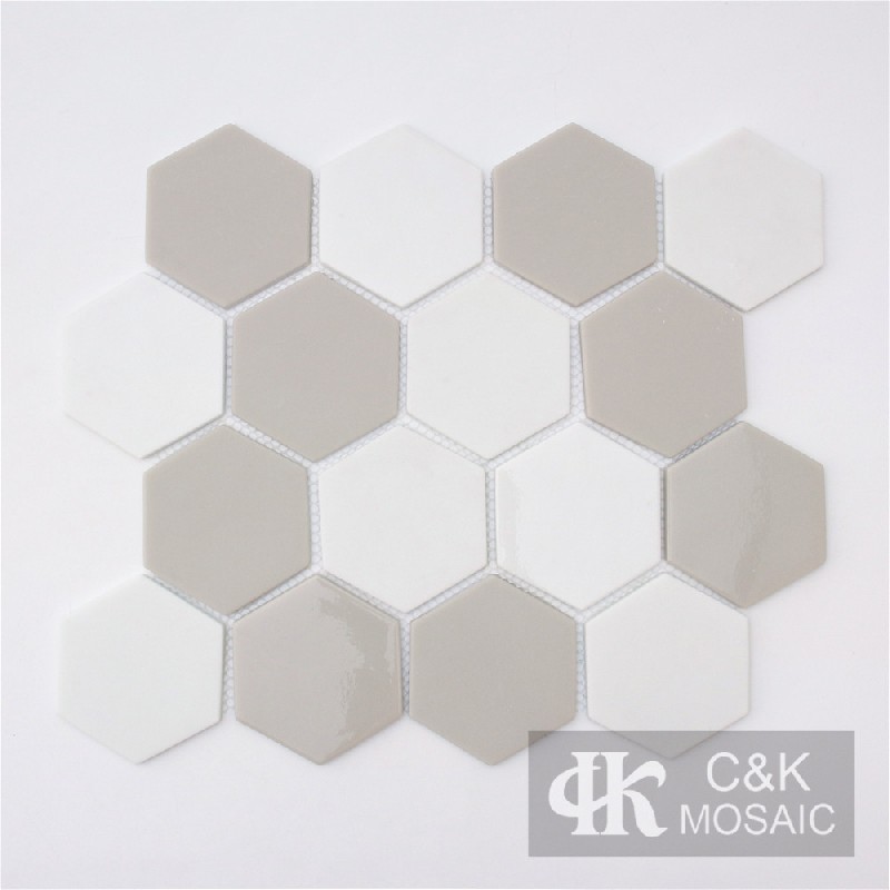 Fashion Grey Hexagon Glass Recycled glass mosaic for backsplash MSHM2062