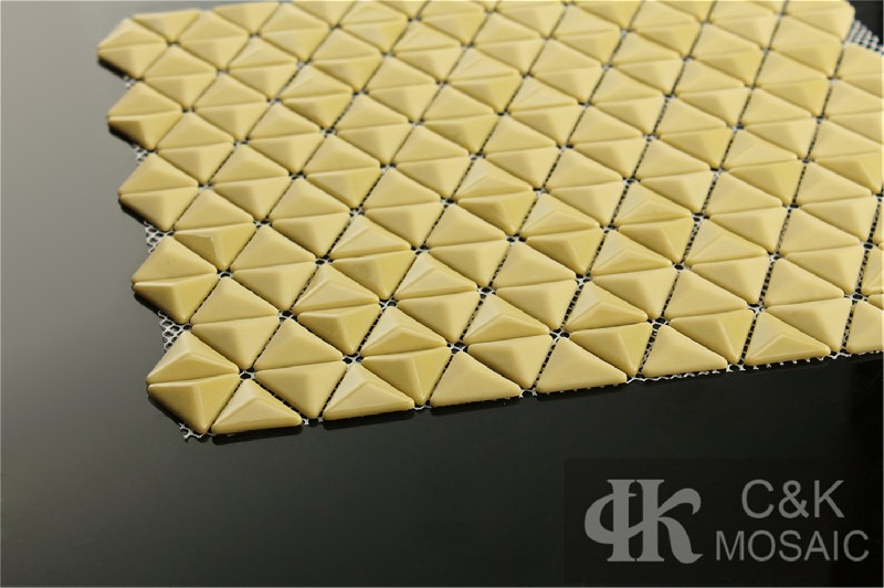 Fashion Yellow Triangle Glass Recycled glass mosaic for backsplash MSJN6001