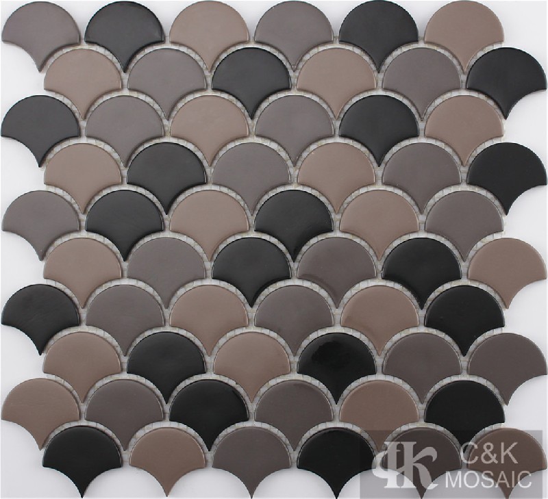 Hot selling Grey Fan Glass Recycled glass mosaic for backsplash MSDG2002