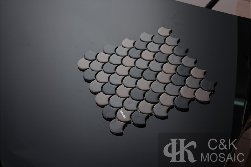 Hot selling Grey Fan Glass Recycled glass mosaic for backsplash MSDG2002