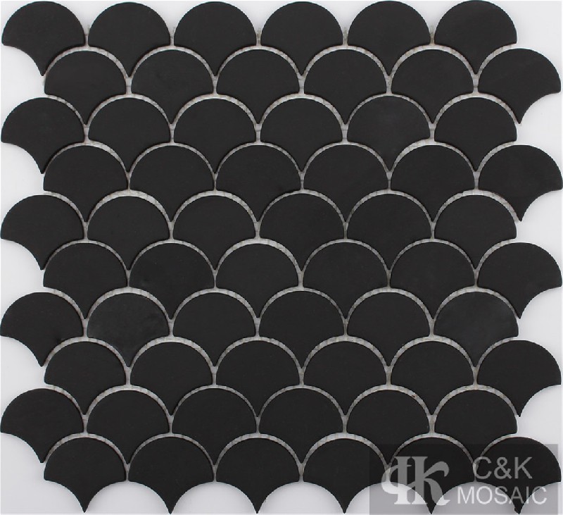 Hot selling Black Fan Glass Recycled glass mosaic for backsplash SDM801