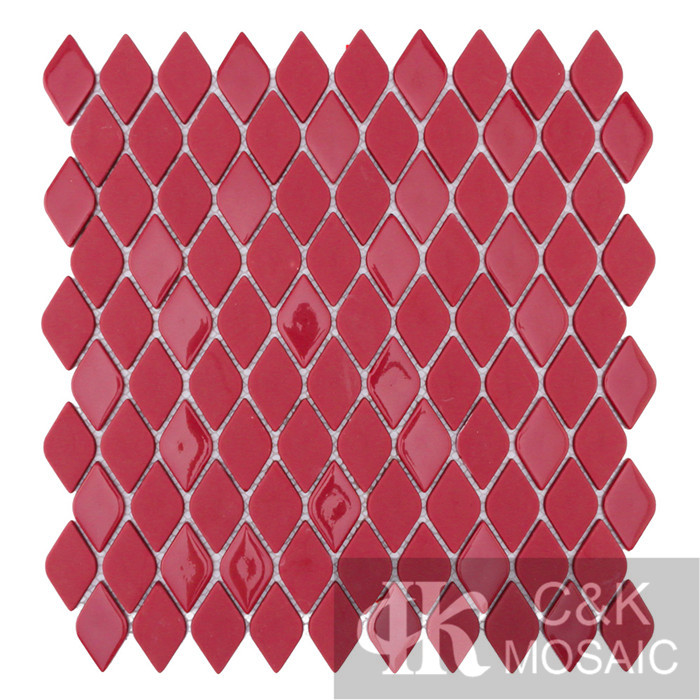 Fashion Red Oval Glass Recycled glass mosaic for backsplash MSAAM5001