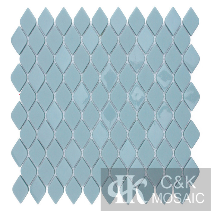 Fashion Blue Oval Glass Recycled glass mosaic for backsplash MSAAM7001