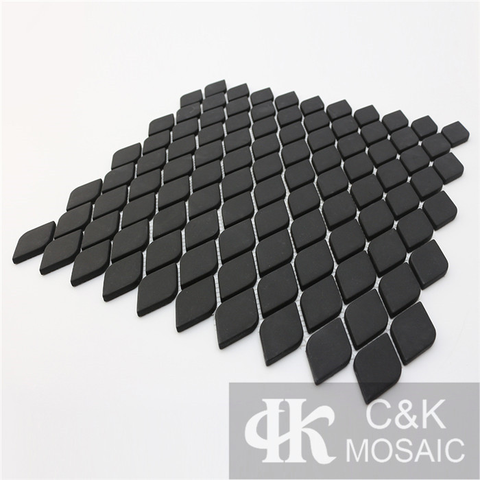 Fashion Black Oval Glass Recycled glass mosaic for backsplash SAAM56