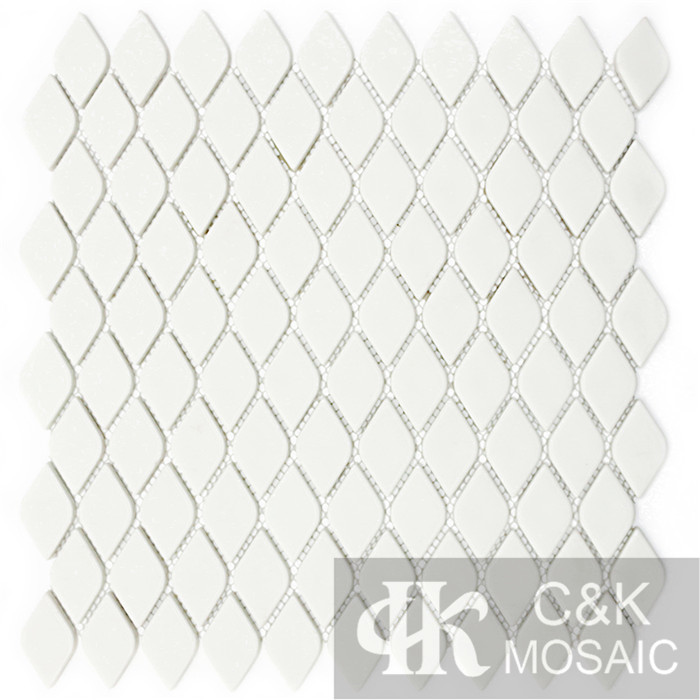 Fashion White Oval Glass Recycled glass mosaic for backsplash SAAM100