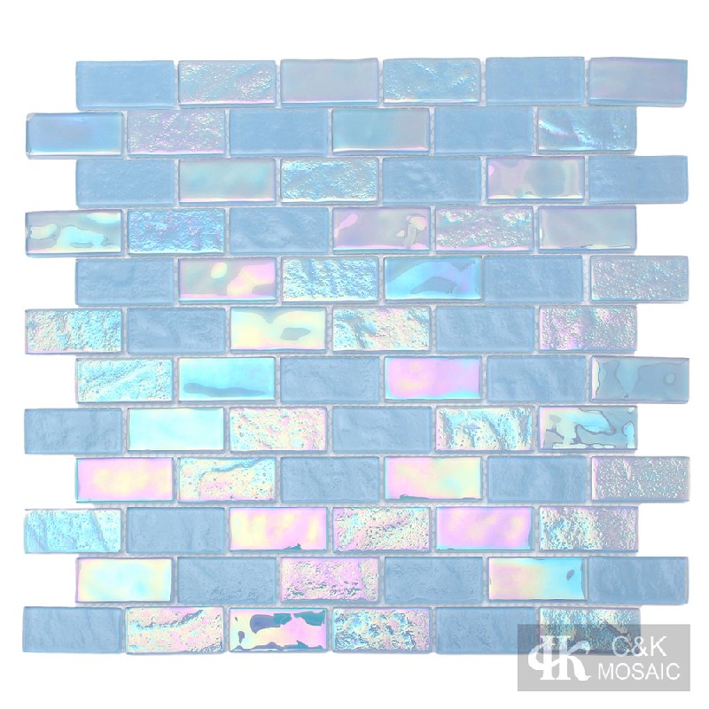 Crystal Blue Mixed Subway Style Glass Mosaic Tiles for Swimming Pool 2348ALSW01