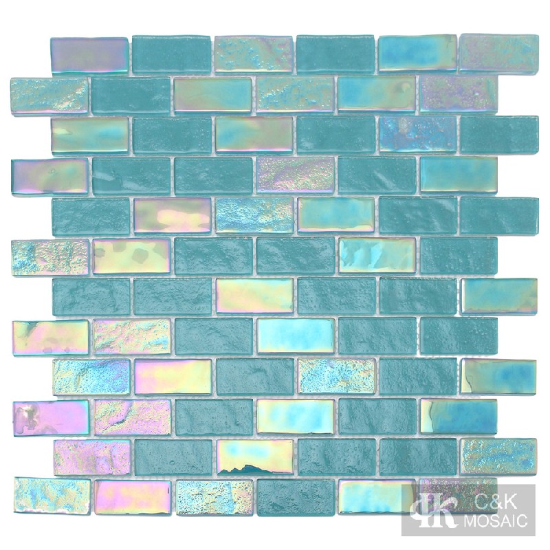 Crystal Green Mixed Subway Style Glass Mosaic Tiles for Swimming Pool 2348ALSW02