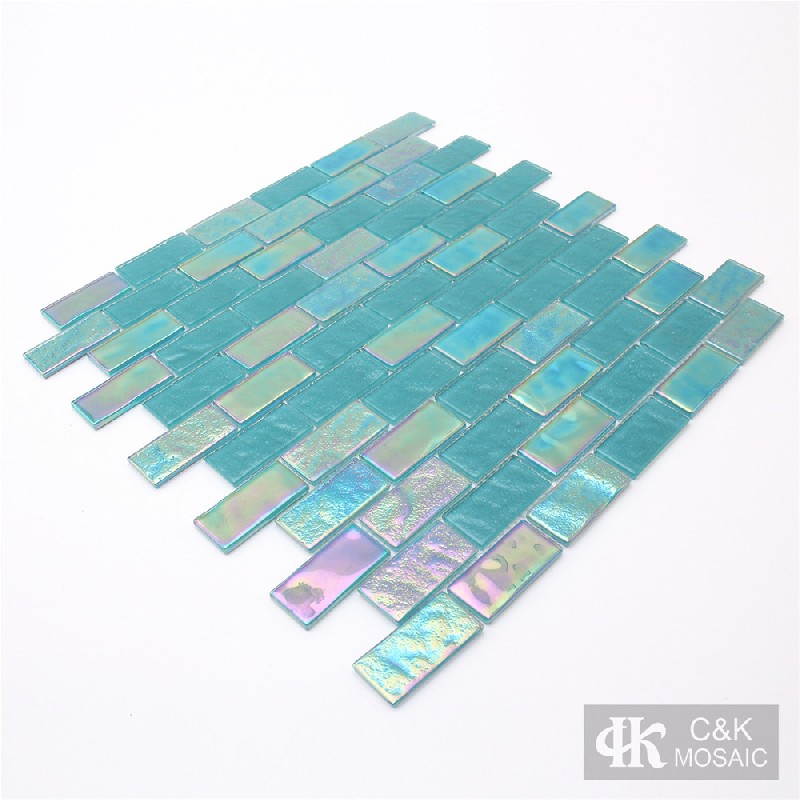 Crystal Green Mixed Subway Style Glass Mosaic Tiles for Swimming Pool 2348ALSW02