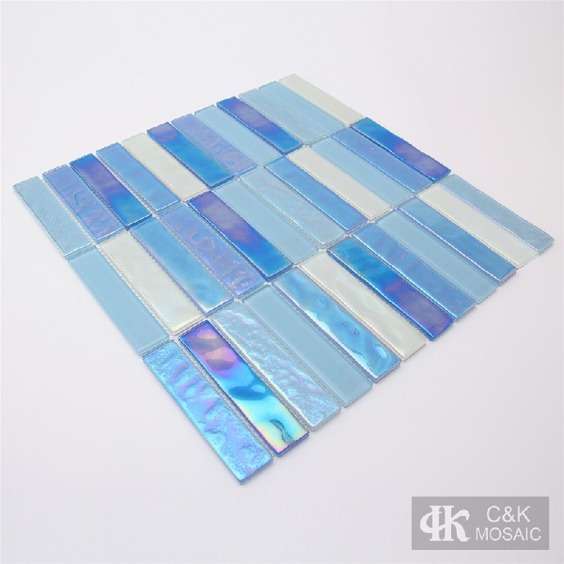 Crystal Blue Mixed Stacked Glass Mosaic Tiles for Spa 2398SLSW01