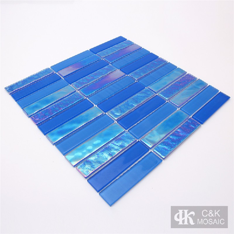 Crystal Blue Mixed Stacked Glass Mosaic Tiles for Pool 2398SLSW02