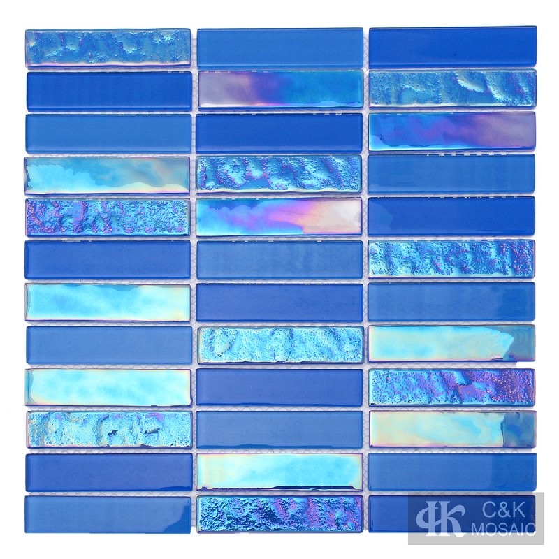 Crystal Blue Mixed Stacked Glass Mosaic Tiles for Pool 2398SLSW02