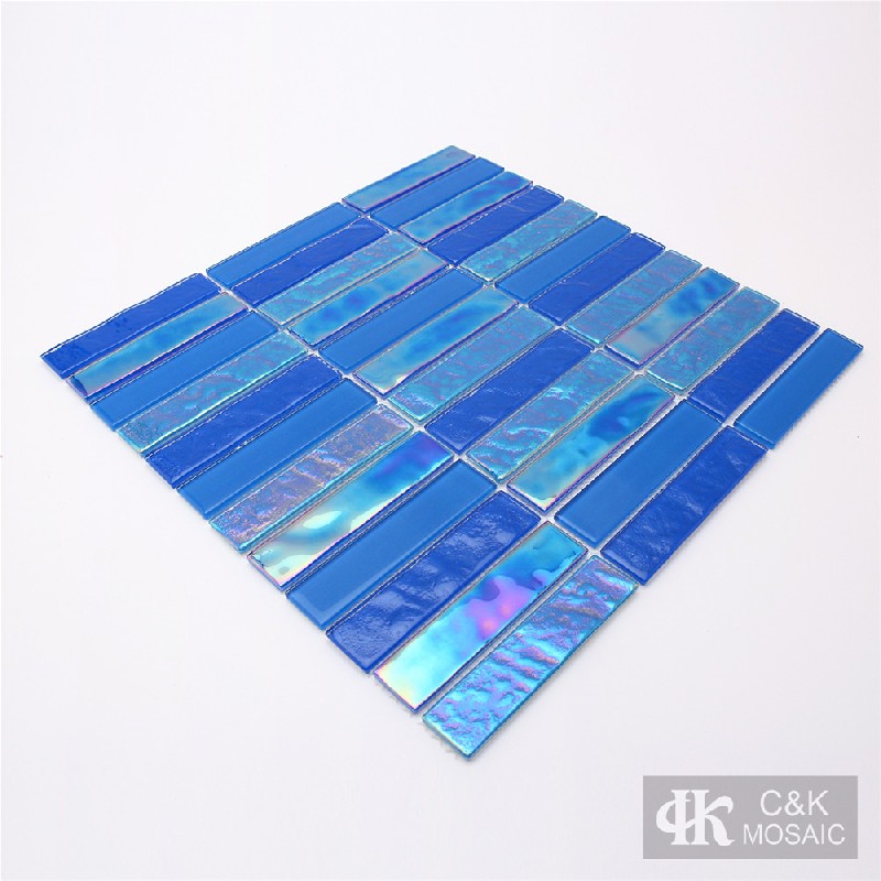 Crystal Blue Mixed Stacked Glass Mosaic Tiles for Pool 2398SLSW03