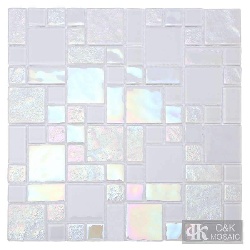 Crystal White Mixed Glass Mosaic Tiles for Wall MALSW01