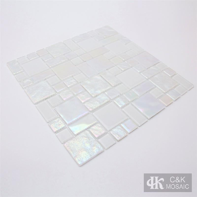 Crystal White Mixed Glass Mosaic Tiles for Wall MALSW01