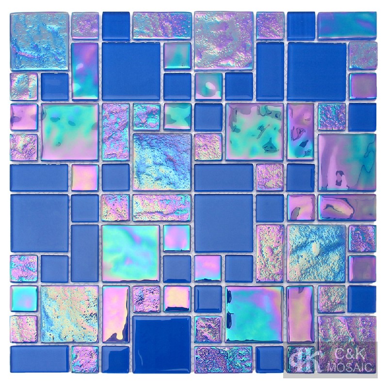 Crystal Blue Mixed Glass Mosaic Tiles for Wall MALSW02