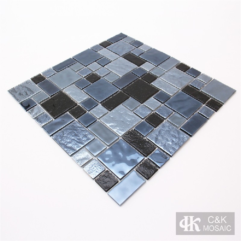 Crystal Black Mixed Glass Mosaic Tiles for Wall MALSW04