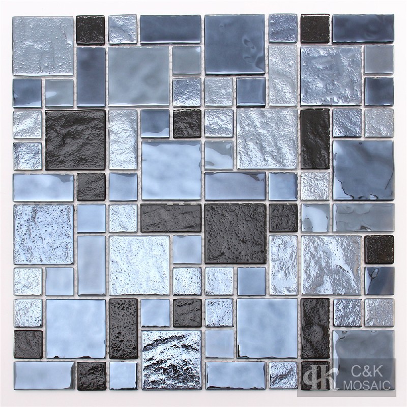 Crystal Black Mixed Glass Mosaic Tiles for Wall MALSW04