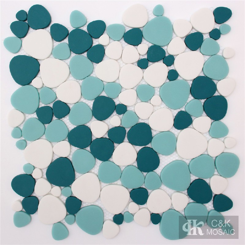 Hot selling Green Oval Glass Recycled glass mosaic for backsplash MSABM6002